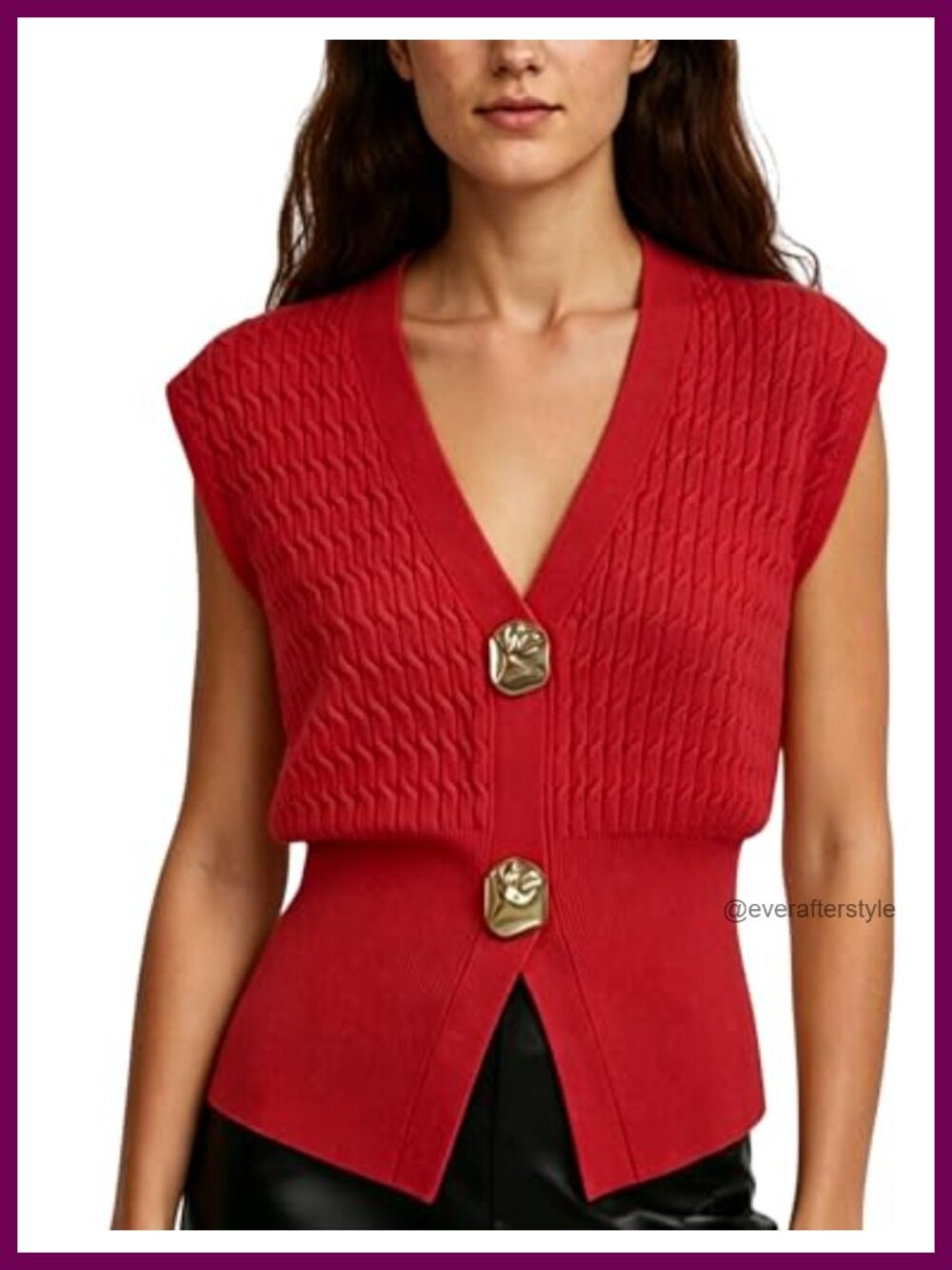 Cable Knit Sweater Vest Womens Sleeveless V Neck Cardigan Top